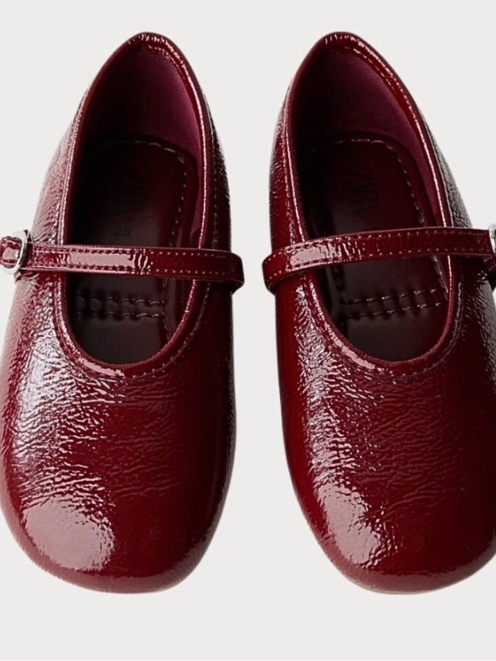 Zara Girls Patent Mary Jane Shoes in Deep Red